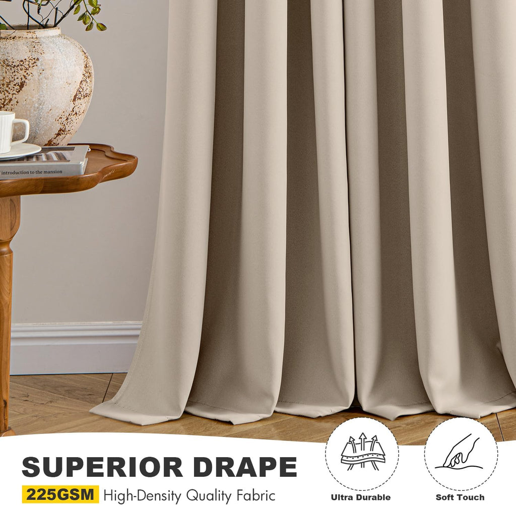 MIULEE Taupe Blackout Curtains - Thermal Insulated Room Darkening Drapes, 72 Inches Long, 2 Panels