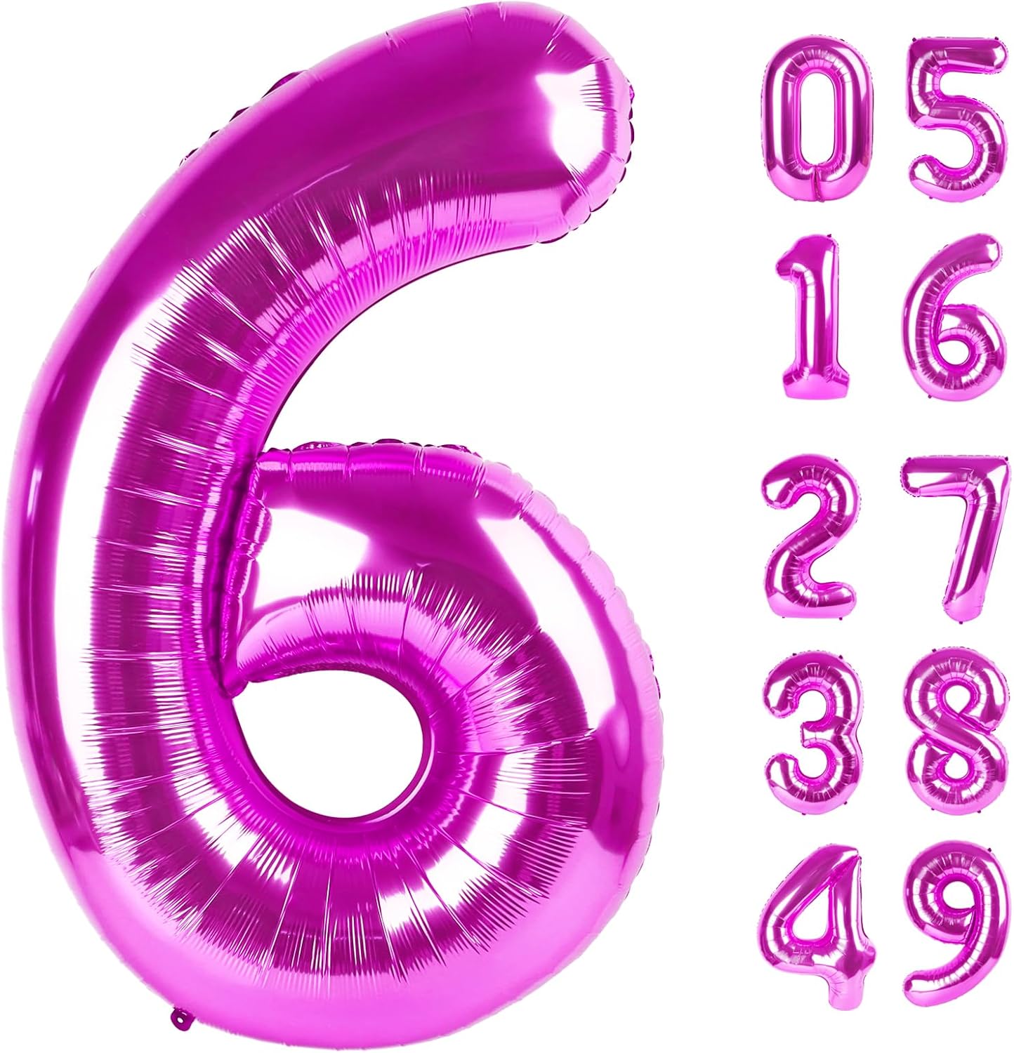 Rosy Purple Number 6 Balloon - 40 Inch Birthday Decoration for 6th Birthday Parties