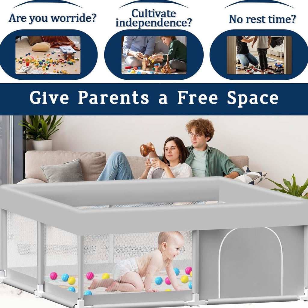 Skiennix Baby Playpen - 50x50 Inch Waterproof Mat for Safe Indoor Play | Toddler Activity Center