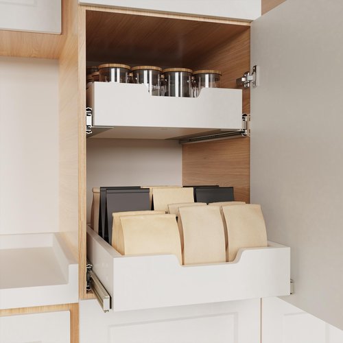 FRMSAET Heavy Duty Cabinet Hardware Soft Close Slide Drawer 12 inch Deep Drawer Replacement with Adjustable Width for Storage Cabinets, Wardrobes, Cabinetry,Office Cabinets .etc (24 inch Wide, White)