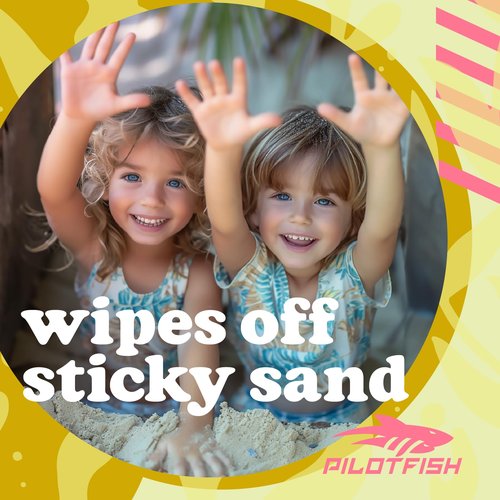 Pilotfish Beach Essentials Sand Remover Bag, Gentle Skin-Friendly Formula with 7 Natural Ingredients + Coconut Oil, Talc-Free Sand Removal Beach Accessories, Must Haves, Gifts for Women (2-Pack)