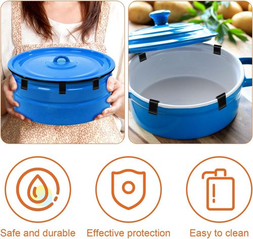 Gosknor Silicone Dutch Oven Lid Protector Clips - 12pcs Set in Black for Round & Oval Lids
