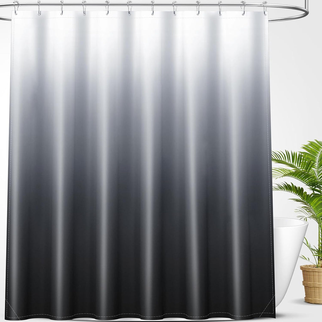 OLANLY Luxury Ombre Shower Curtain Set - Waterproof & Washable, Black and Grey | 72x72 Inches