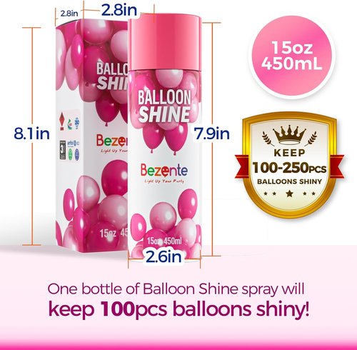 Bezente Balloon Shine Spray - 15 oz Waterproof, Long-Lasting High Shine for Party Decorations