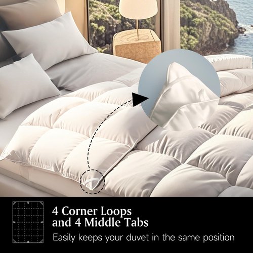 Beautyrest Luxury Hotel Collection Down Comforter King Size - 100% Cotton All Season Duvet Insert, Fluffy Goose Feather Fiber with Corner Tabs, White (106" W X 90" L)