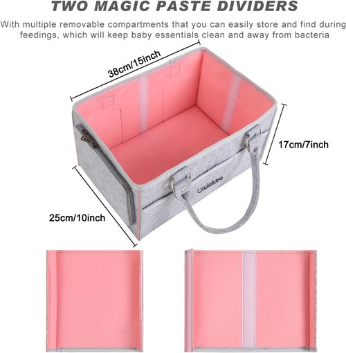 Large Baby Diaper Caddy Organizer - Portable Nursery Storage Tote for Changing Table & Car | Ideal Baby Shower Gift