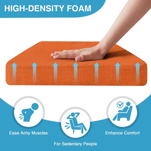 IASEAHK Chair Cushions for Dining Chairs Set of 6, Non Slip Kitchen Chair Pads, 17" x 16" x 2", Indoor Dining Chair Cushions with Ties, D-Shaped Seat Cushions for Kitchen Chairs, Orange
