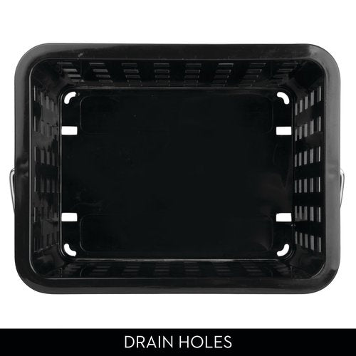 iDesign Plastic Shower Caddy Basket with Handle for Bathroom or College Dorm - Black - Made in USA