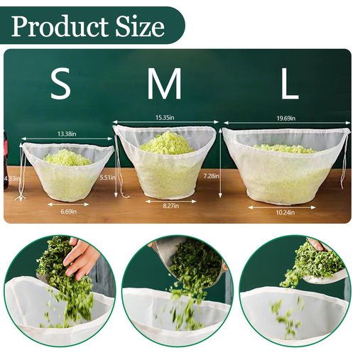 Slodki Cheese Cloth Bag For Straining, Nut Milk Bag - Reusable Straining Bags For Nut Milk, Soy Milk, Dumpling Fillings, And More