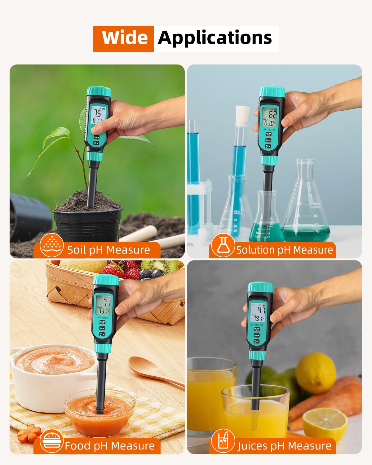 Tadeto Soil pH Tester - High Accuracy Digital Meter for Garden & Plants | LCD Display & Calibration Kit