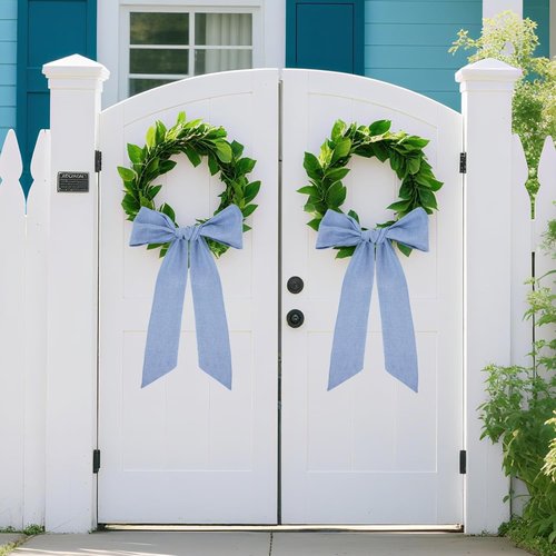 Blue Wreath Sash by [Brand Name] - 2 Pcs 60-Inch Rustic Sashes for Farmhouse Home Decor