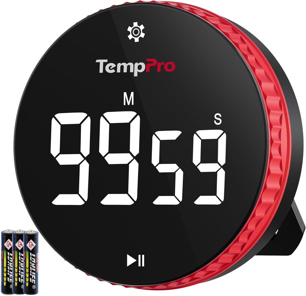 TempPro Digital Kitchen Timer - 99-Hour Countdown with Magnetic Stand & Large LED Display | 3 Volume Levels