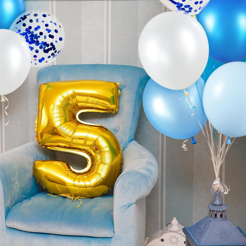 Skiennix 68-Piece Blue & White Balloon Kit - 12-Inch Confetti & Pearl Balloons for Parties & Celebrations