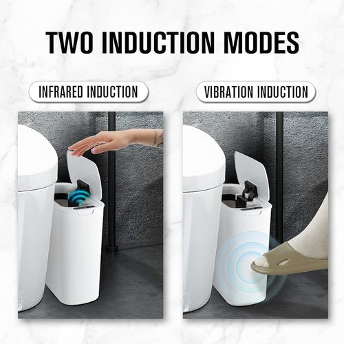 Cesun Automatic Motion Sensor Trash Can - Touchless 2.6 Gallon Slim White Waste Bin for Bathroom, Office & Home