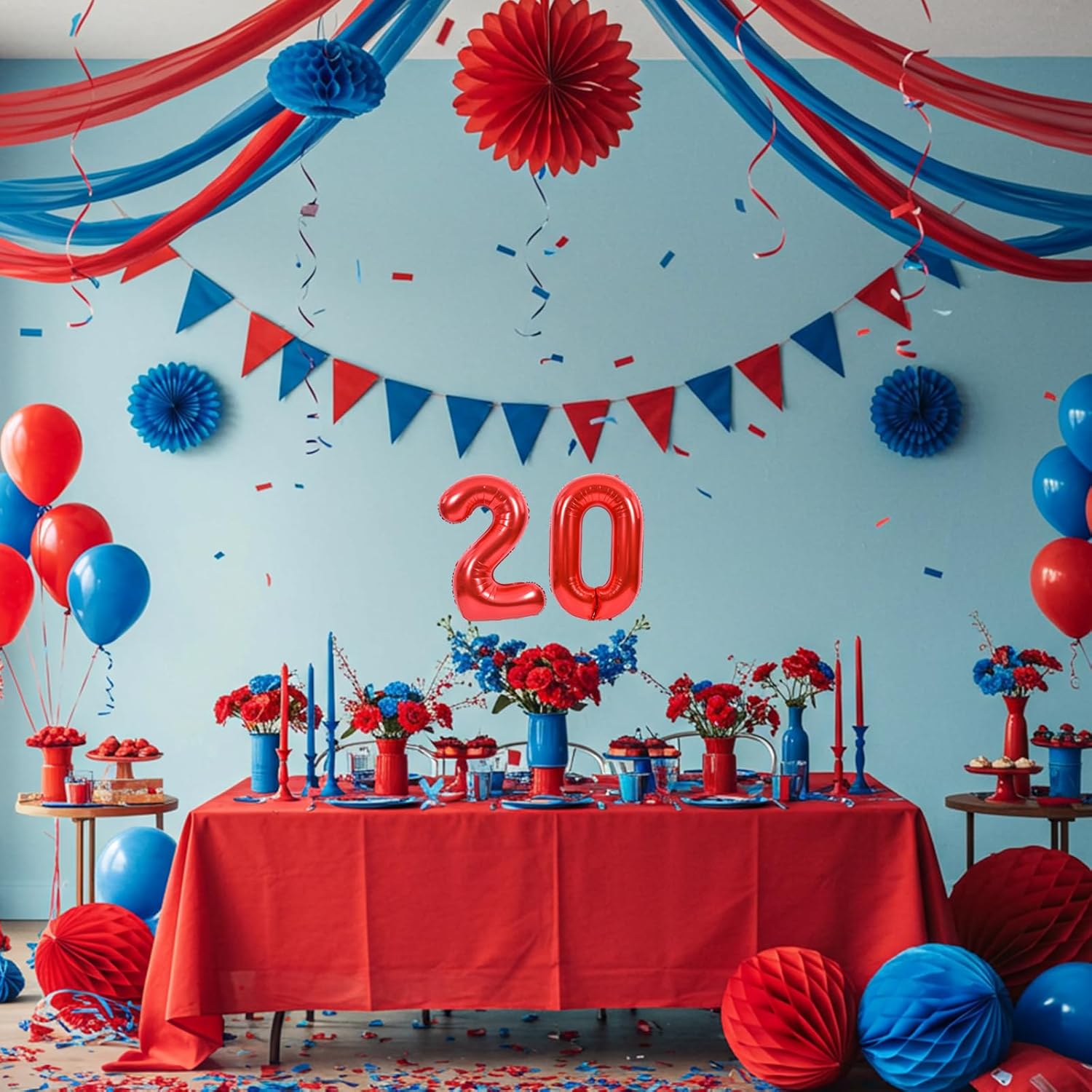 TONIFUL 16-Inch Red Mylar Foil Number Balloons | 0-9 Set of 10 for New Year, Birthdays & Celebrations