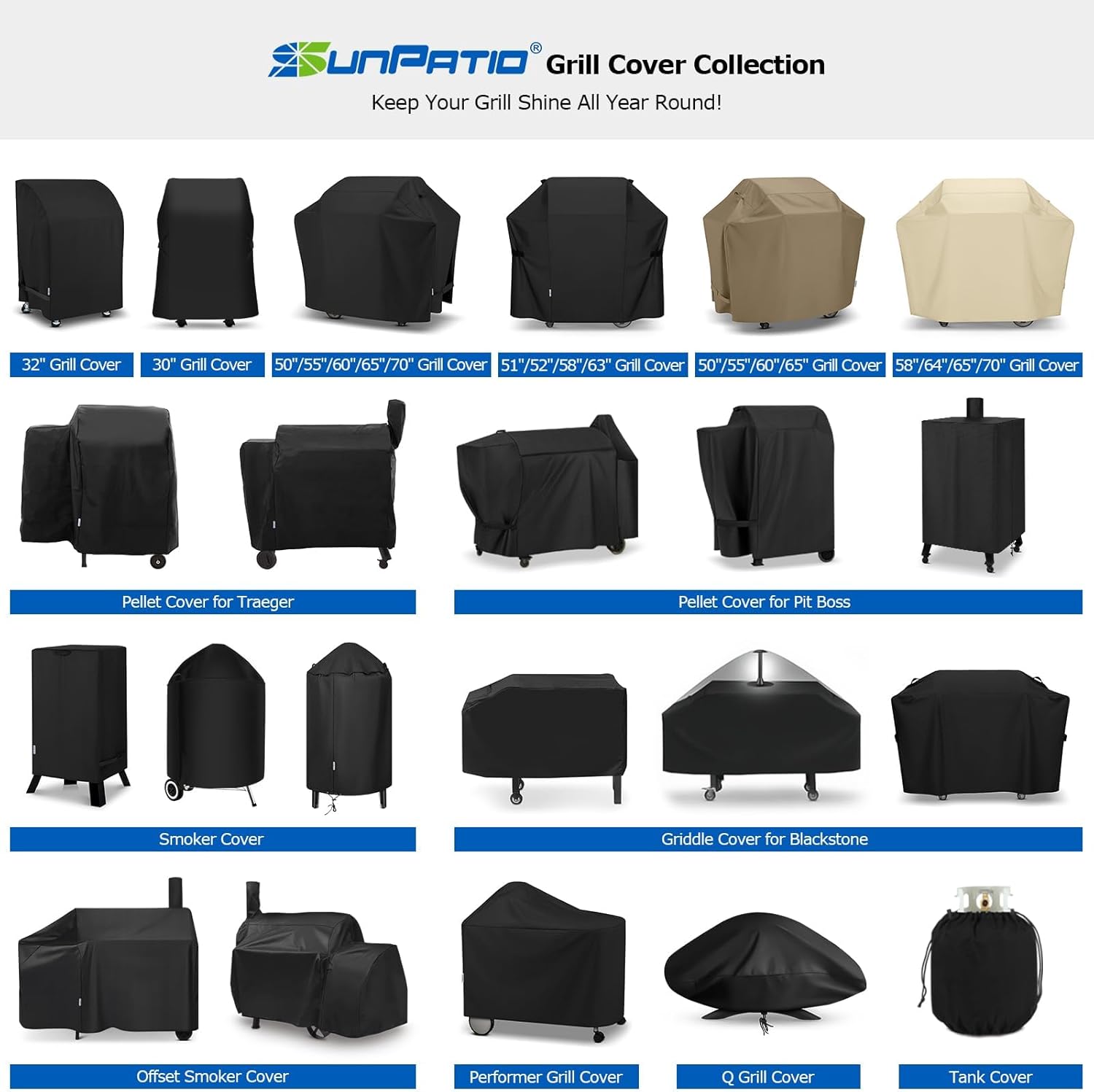 SunPatio 32-Inch Heavy Duty Waterproof Gas Grill Cover - Fits Weber, Char-Broil & Nexgrill
