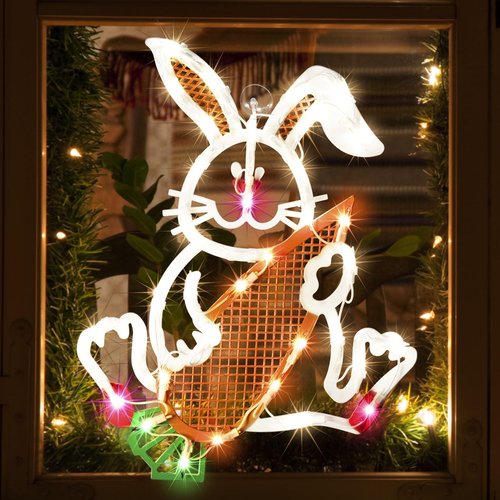 LAMPHOME 17 Inch Lighted Easter Bunny Rabbit Spring Window Silhouette
