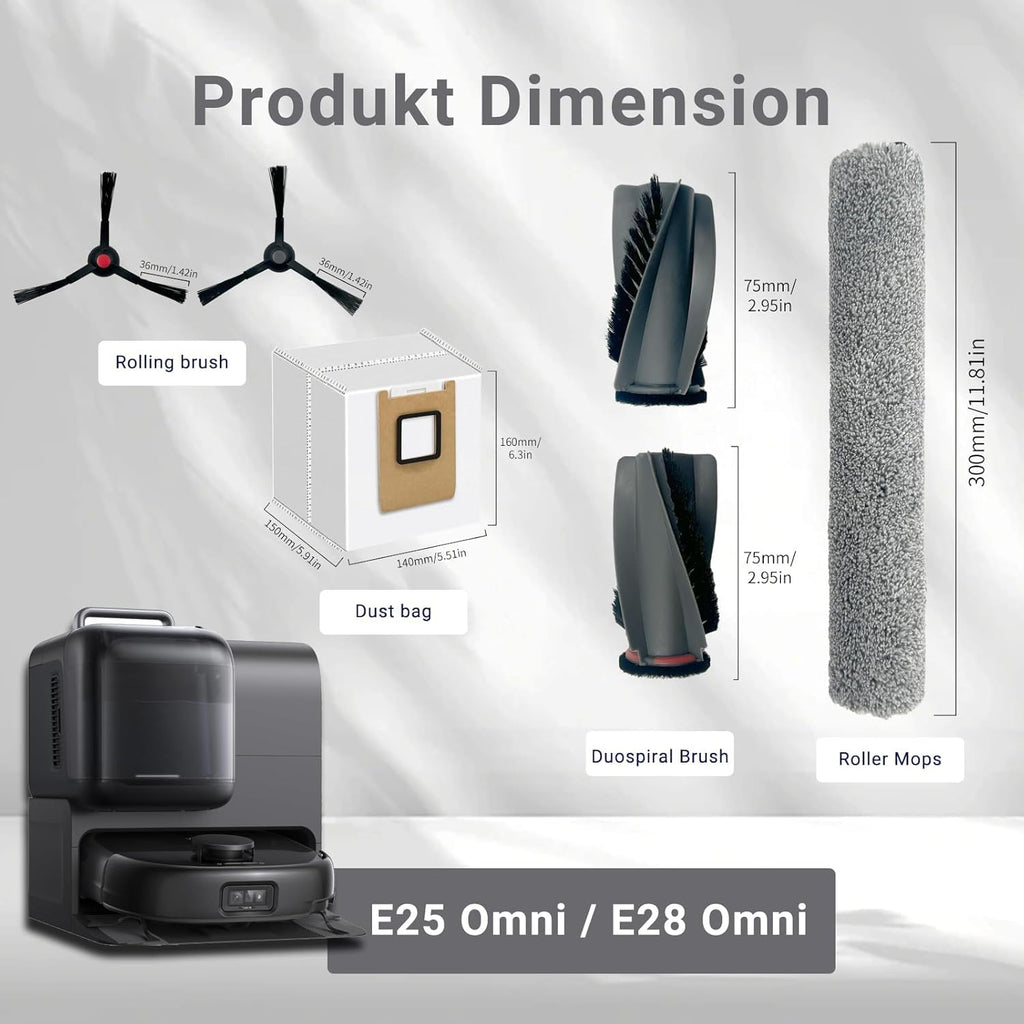 JoyBros Omni S1 Pro Replacement Parts Accessories for Eufy Omni S1/S1 Pro Robot Vacuum: Main Brush X1, Side Brush X6, Washable Filter X4, Dust Bag X4, Rolling Mop X3 17-Pack