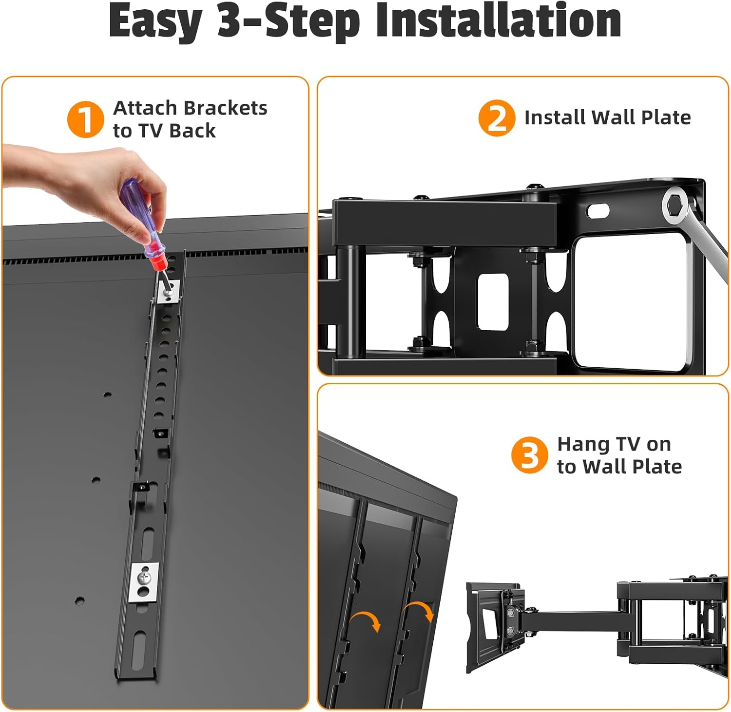 Simple Trending Full Motion TV Wall Mount - Articulating Dual Arms for 32-70 Inch TVs, Supports 132 lbs