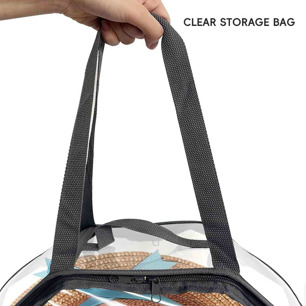 VERONLY Hat Organizer - Clear Hat Storage Boxes with Dual Zipper & Handles | Foldable Travel Design, 16" D x 7" H, 2 Pack - Black
