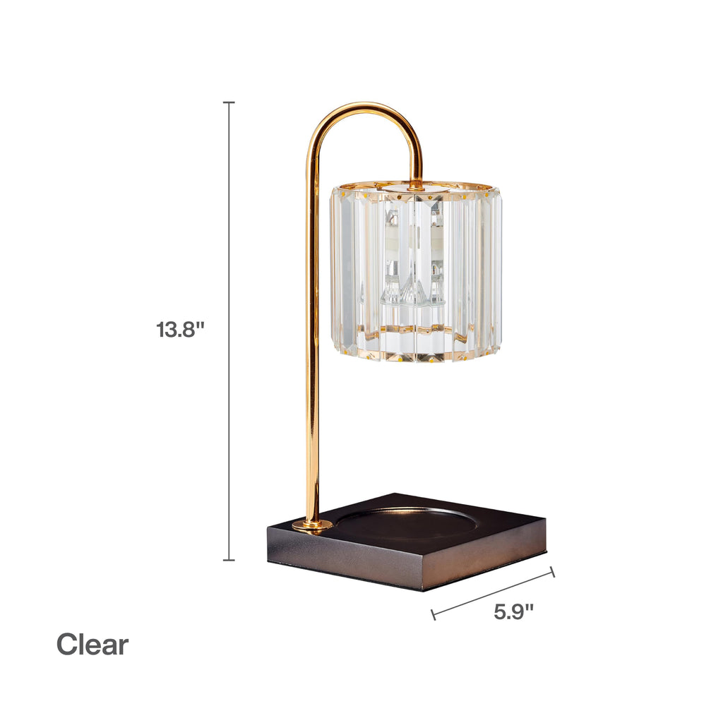 Mikasa 13.8 Inch Clear Glass Shade Electric Candle Warmer with Wood Base - Flameless Candle Melter for Home Decor, Safe Fragrance Diffuser Lamp, Fits Jar Candles Up to 4 Inches, 50W Halogen Bulb