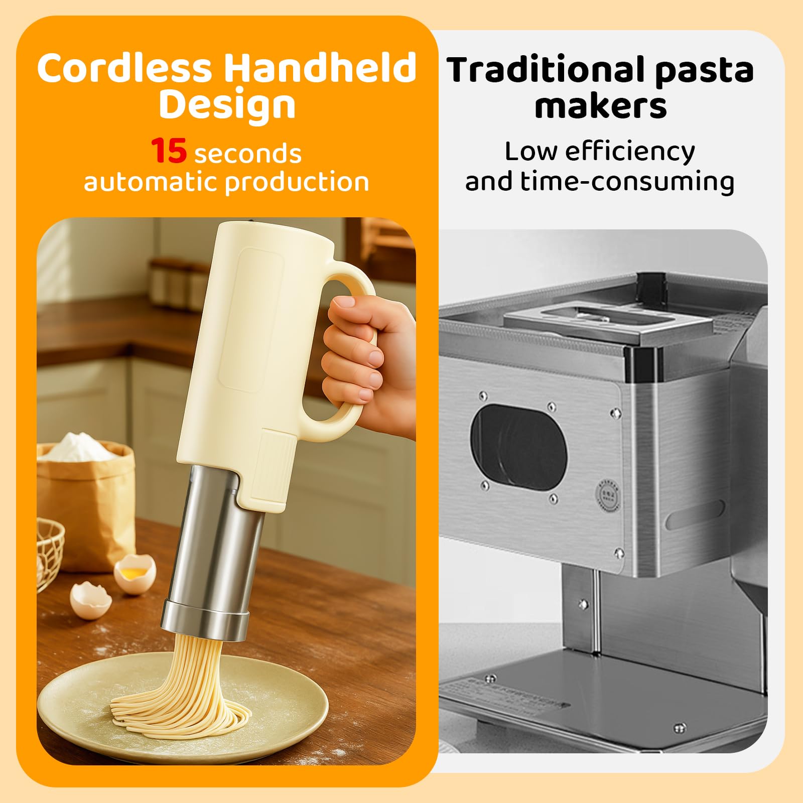 Aroeally 5 In 1 Automatic Electric Pasta Maker - Handheld Pasta Maker Machine for Homemade Pasta, DIY Appam, Idiyappam, Cordless Noodle Maker with Ergonomic Grip for Home, Breakfast Store, Restaurant