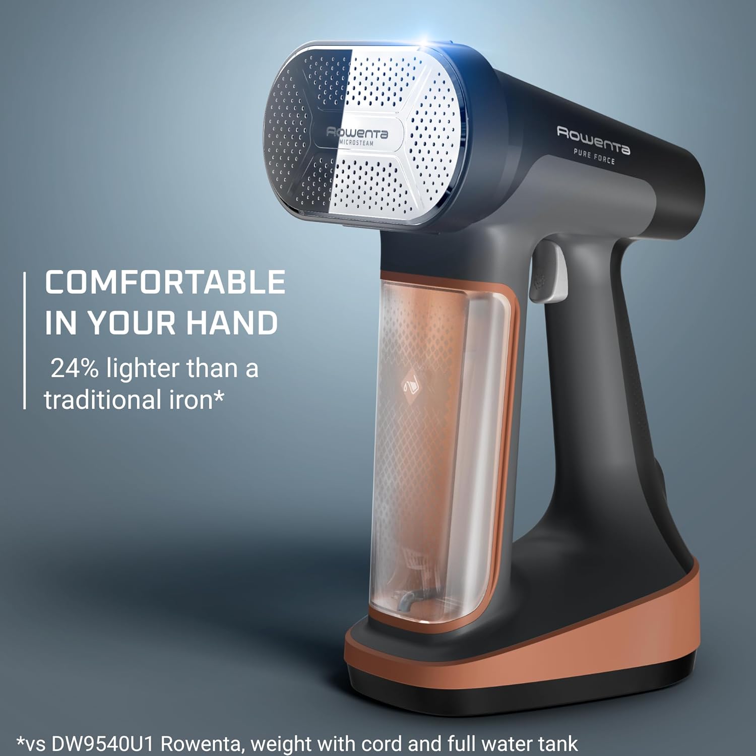Rowenta Handheld Clothes Steamer - 3-in-1 Ironing & Lint Removal, 7.1 Oz Tank, 1875 Watts, Black & Copper