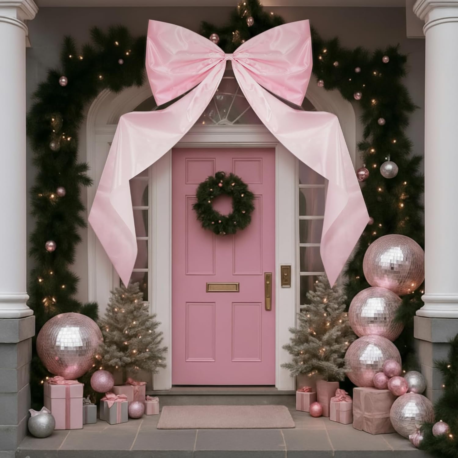 Wavwavw Giant Pink Satin Bow Decoration - 6.33 Ft Extra Large Oversized Gift Wrap for Weddings & Home Decor