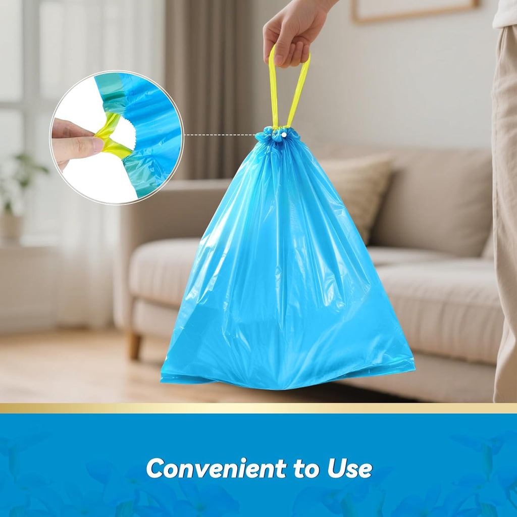 Regine Switzerland 300 Count Extra Thick 15 Micron Drawstring Trash Bags - Sturdy & Tear-Resistant for Home Use