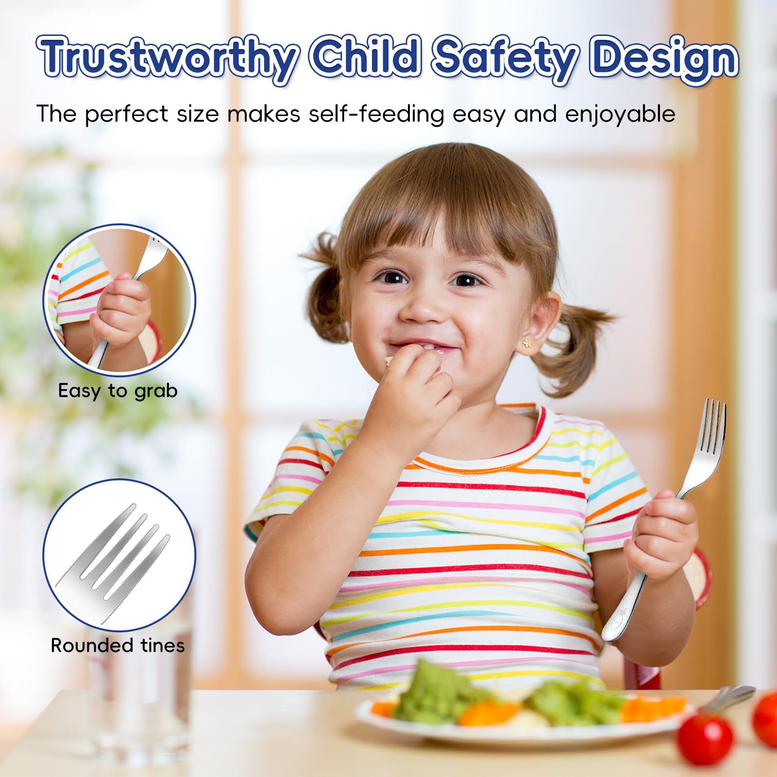 12 Pieces Stainless Steel Toddler Forks Set Kids Forks - Food Grade Kids Silverware Set Children Safe Small Forks Mirror Polished Sturdy and Durable Dishwasher Safe