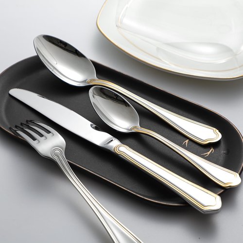 24-Piece Gold Silverware Set Stainless Steel Flatware Set for 6,Mirror Polished Cutlery Utensil Set for Home,Kitchen,Restaurant