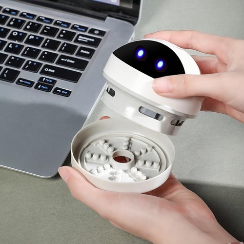 Ryaacphi Desktop Vacuum Cleaner Mini,Cordless & Portable,Dust & Crumb Sweeper,Cute Cartoon Robot,USB,Easy to Remove Dust/Hair/Pet Hair/Crumbs on Desktop/Table/Keyboard/Sofa and etc,Lightweight Design