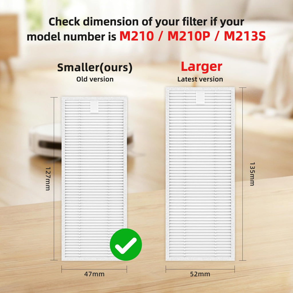Replacement Parts Compatible for Lefant M210S M210B M213, for OKP Life K2 K3 K3A K4 K5 Robot Vacuum 8 Side Brushes 8 HEPA Filters, 5.0 * 1.9 Inch