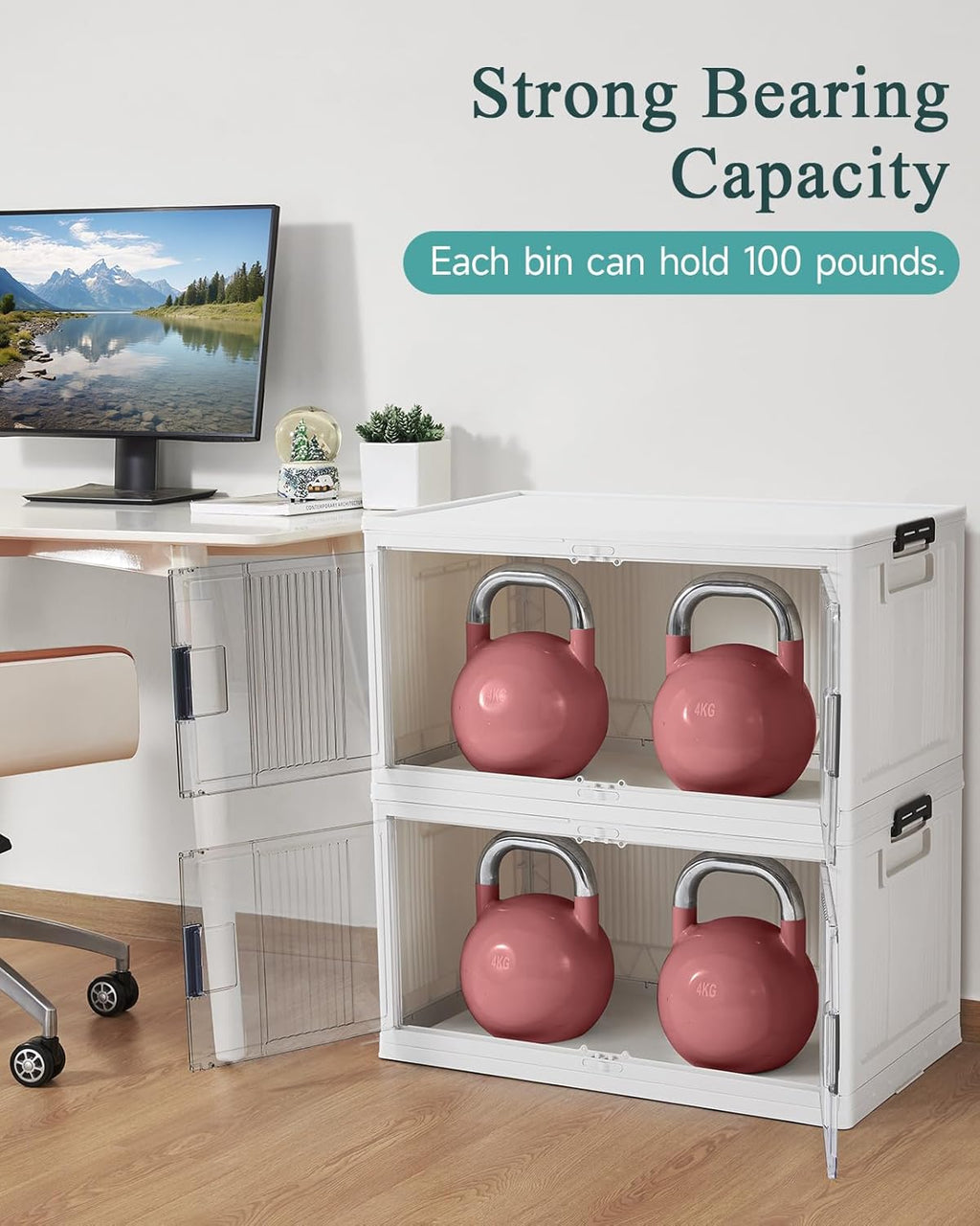 OlarHike 97QT Stackable Storage Bins - Collapsible Plastic Boxes with Lids & Wheels | 4 Pack for Easy Organization