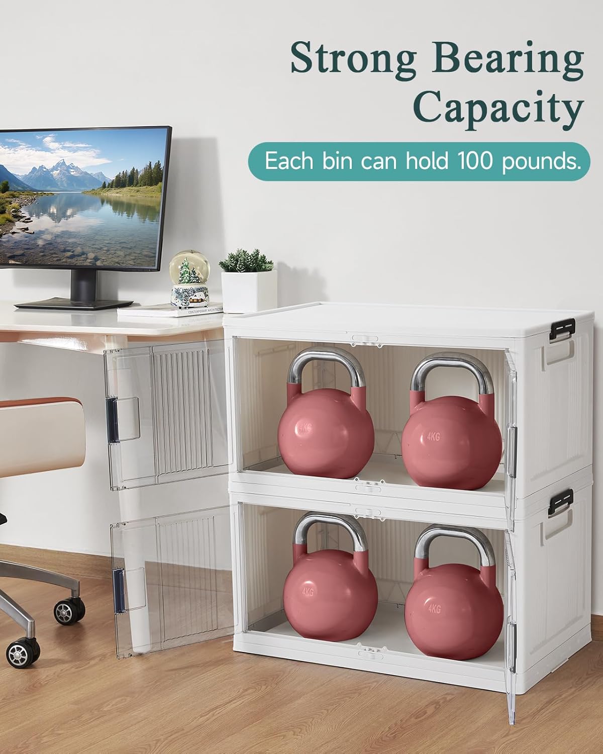 OlarHike 97QT Stackable Storage Bins - Collapsible Plastic Boxes with Lids & Wheels | 4 Pack for Easy Organization