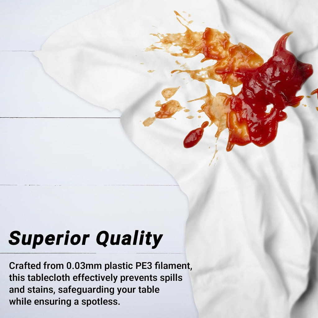 Skiennix White Plastic Tablecloths - Sturdy Disposable 54 x 108 Inches for Effortless Cleanup | Perfect for Parties & Picnics
