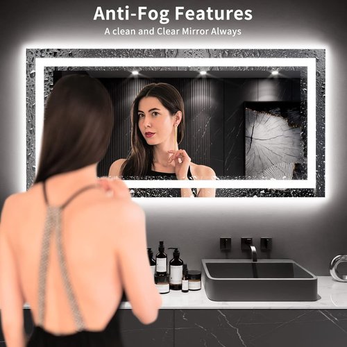 LOAAO LED Bathroom Mirror - 60x30 Inch, Anti-Fog, Dimmable, Backlit & Front Lit, Tempered Glass