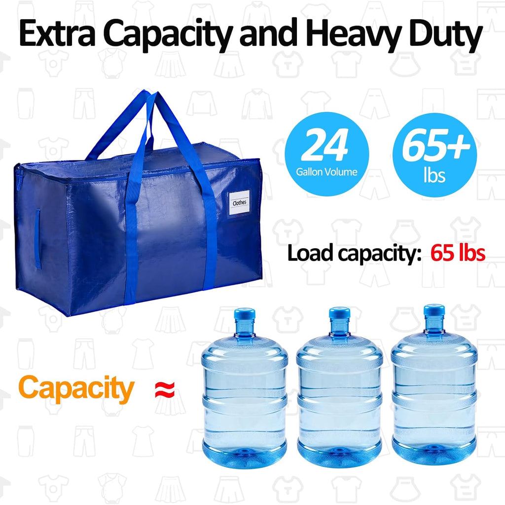 Storage Bags - Waterproof Large Organizer Bags by [Brand Name] | 2 Pack for Clothes, Blankets & Laundry - 65LB Capacity
