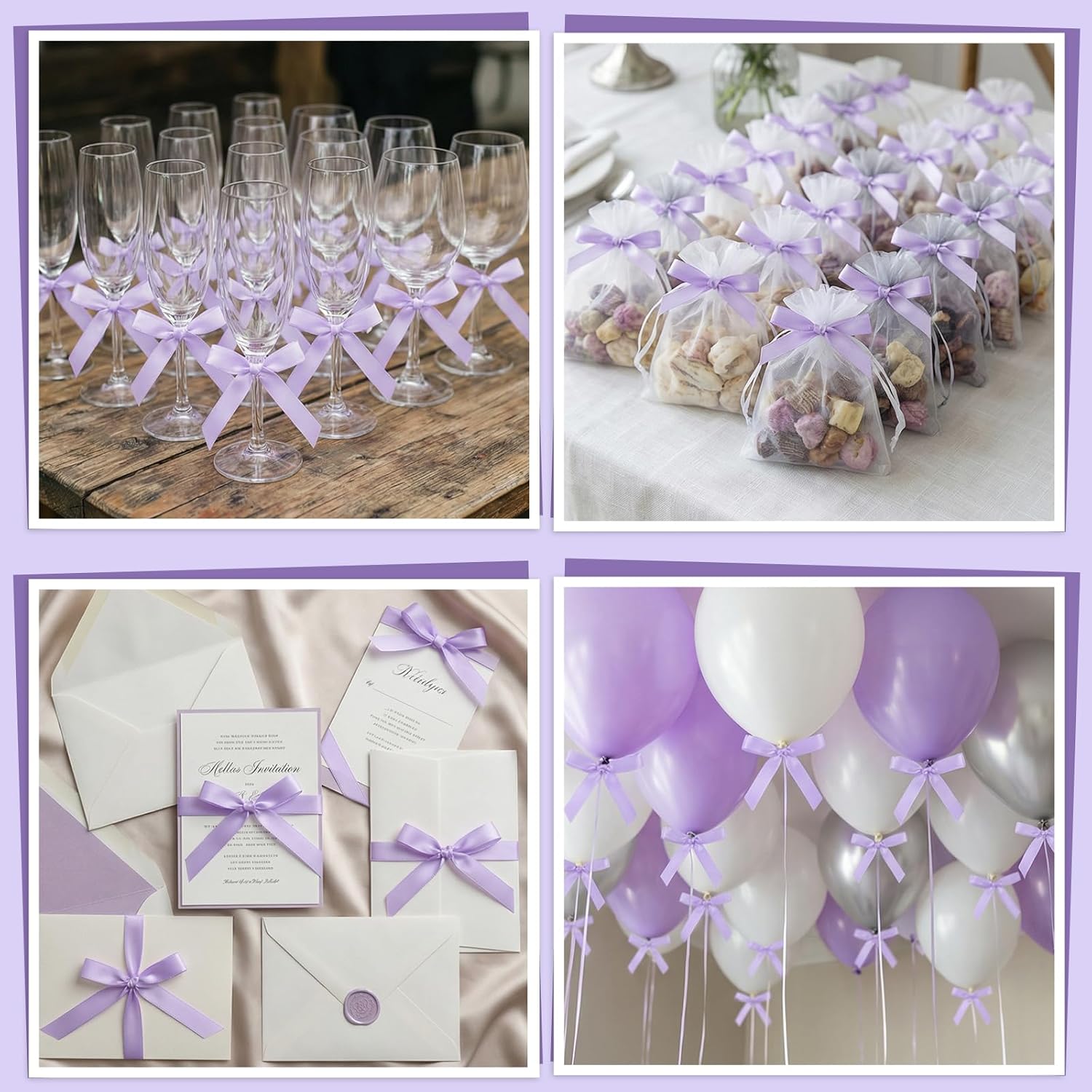 Skiennix 30 Pack Bow Cake Toppers - Purple Ribbon Bows for Weddings & Celebrations | Perfect for Birthdays & Baby Showers