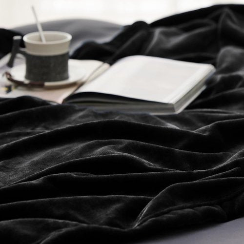 Bedsure GentleSoft Fleece Bed Blanket - Oversized Black Microfiber Cozy Luxury 120x120 Inches