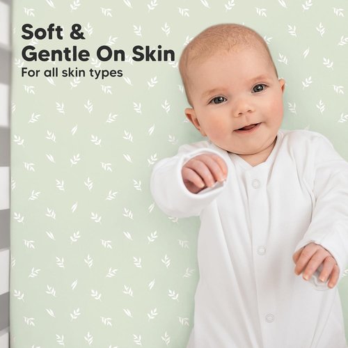 KeaBabies Organic Crib Sheets - 2-Pack Fitted Jersey Cotton for Baby Bed | Soft & Breathable 52x28 (Herb)