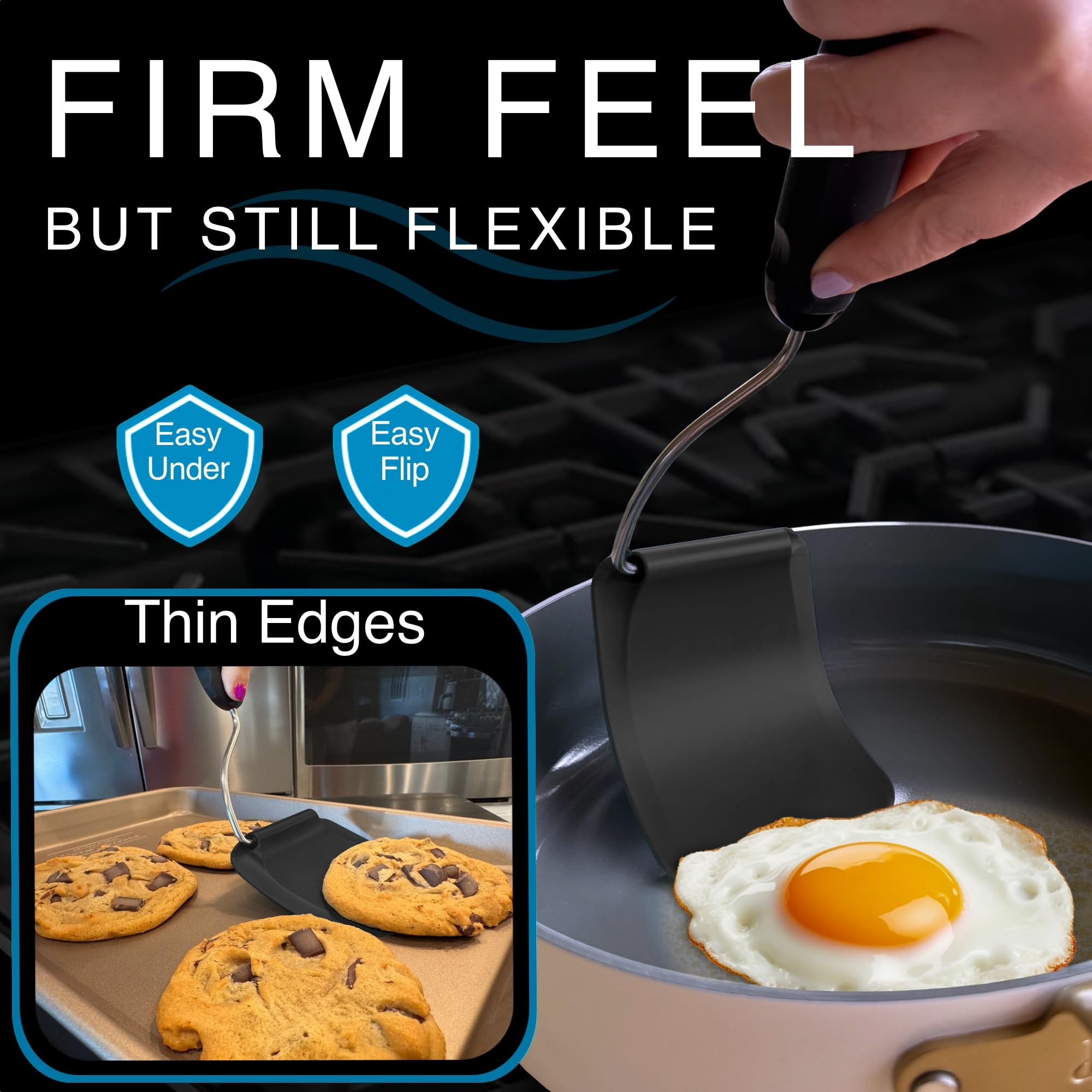 *New PPSU material, Adjustable Angle Spatula Turner and Flipper for Eggs, Pancakes, Burgers | Swappable Spatula Heads, Firm Feel But Flexible, Thin, Heat Resistant, Non-Stick Cookware Safe