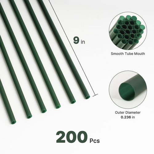 Lpaacat Disposable Plastic Straws Dark Green,Drinking Straw for Coffee House, Diner- for Beverage, Juice, Soda, Bar Supplies, Individually Wrapped, 200 Counts