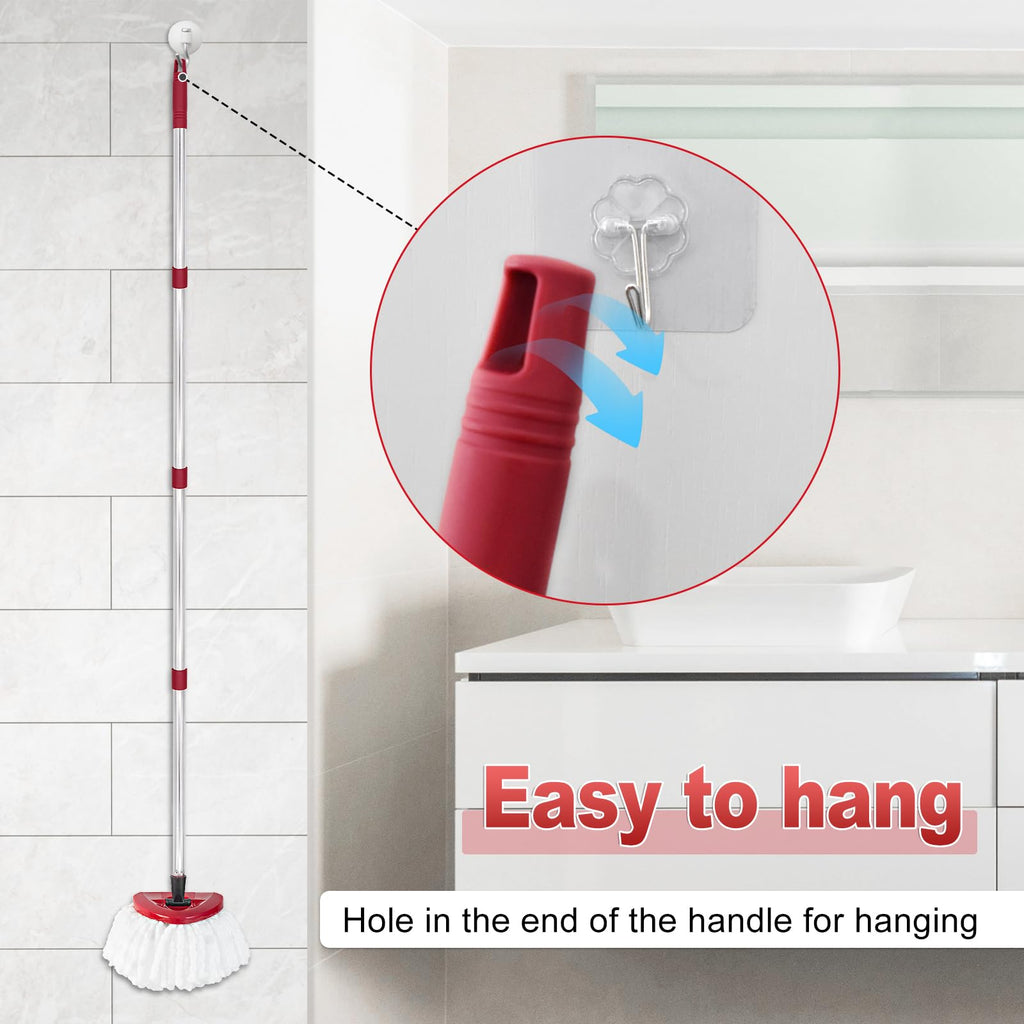 Mop Handle for Ocedar, Mop Handle for O Cedar, Spin Mops Replacement Stick and Base for Ocedar, 4-Section Mops Handles and Base for O Cedar, 30" to 58" Mop Stick Pole and Base for Cedar Mop