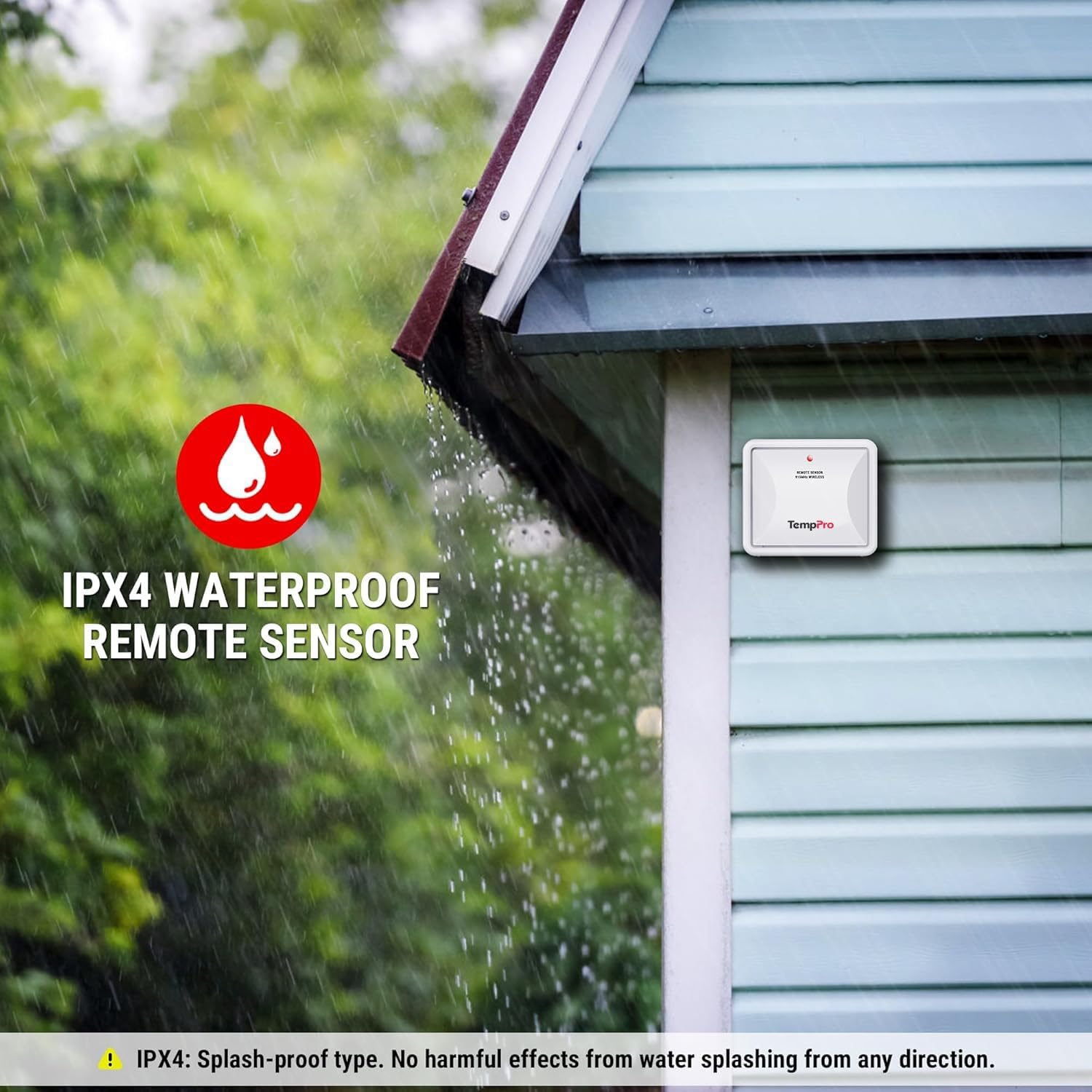 TempPro Wireless Indoor Outdoor Thermometer - 500FT Range Temperature Sensor for Greenhouse, Patio & Home