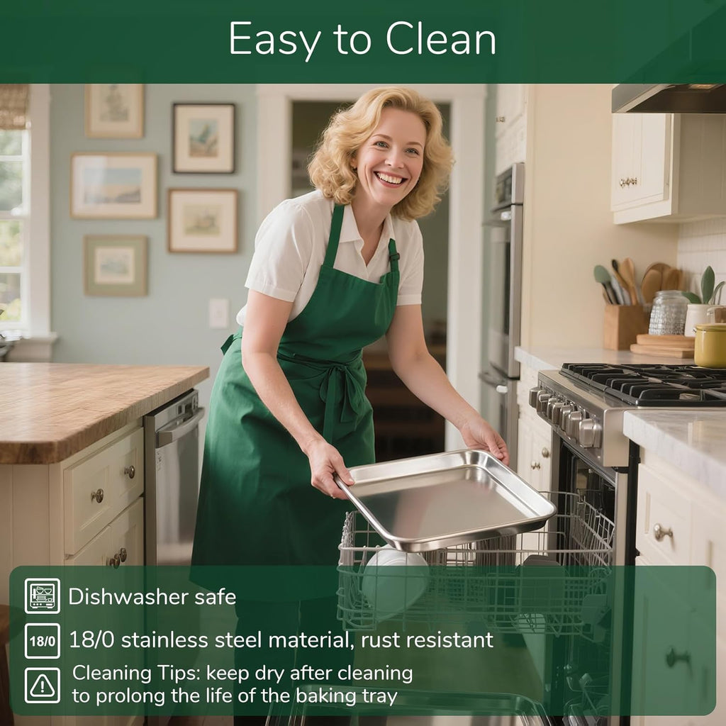 Skiennix 18/0 Stainless Steel Baking Sheet Set - Oven-Safe, Non-Toxic & Rust Resistant | Set of 6, Easy to Clean