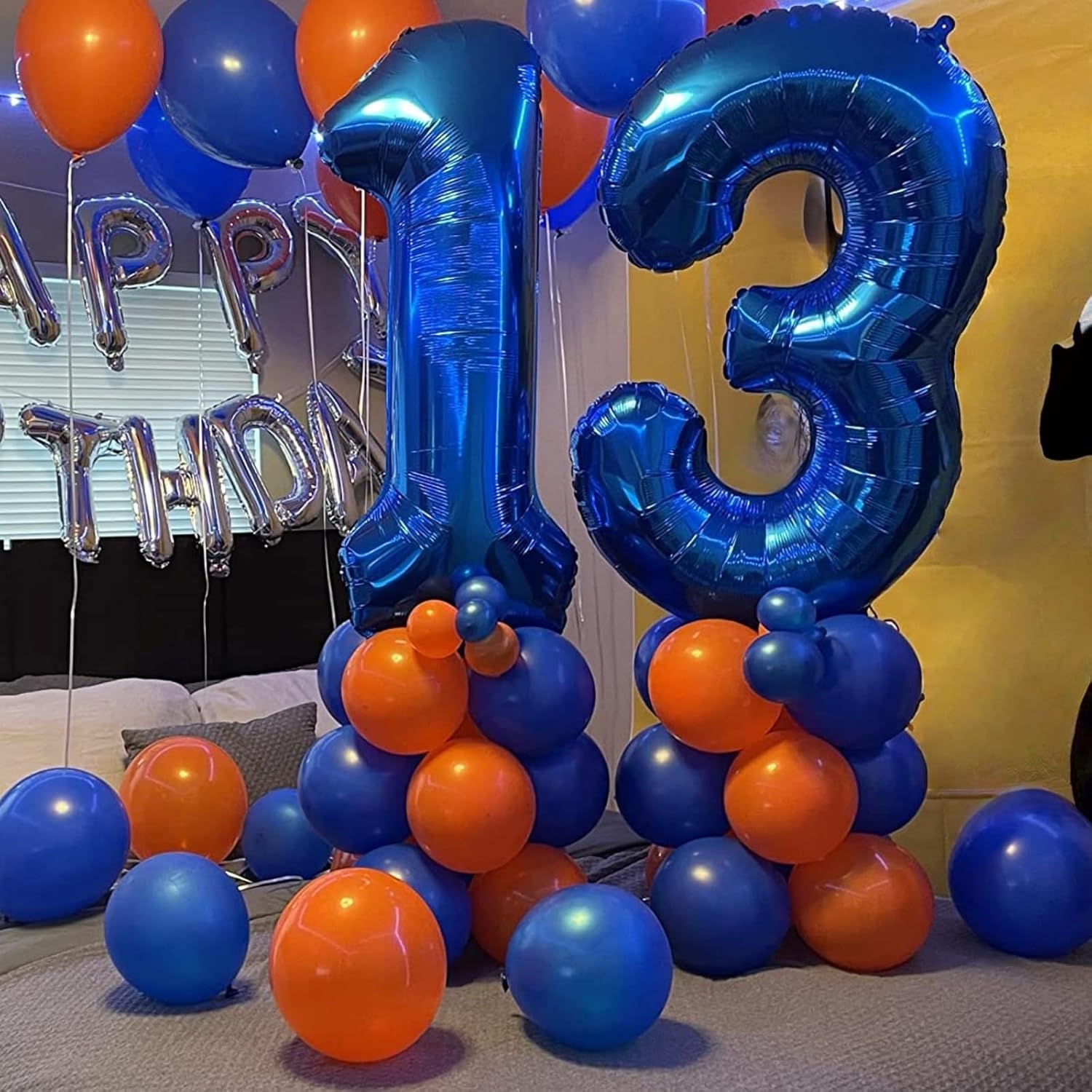 Skiennix Navy Blue Number 1 Balloons - 40" Large Dark Blue Foil Helium Balloons for 1st & 10th Birthday Celebrations