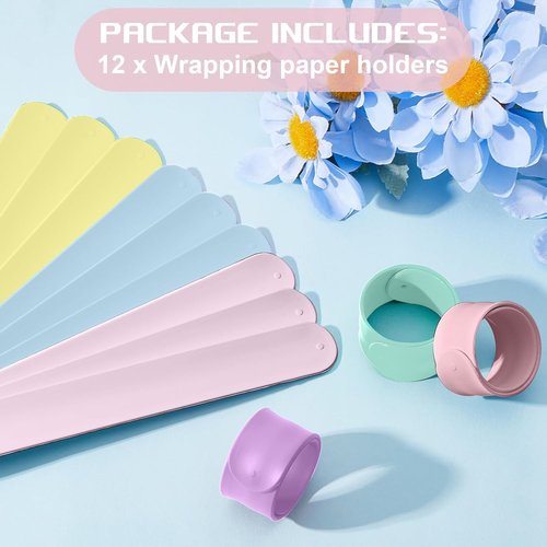 Charniol Wrapping Paper Roll Holder - 12-Piece Silicone Covered Metal Stabilizer | Macaron Pastel Color
