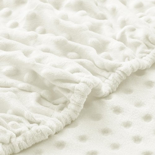 Entisn Baby Crib Sheets 2 Pack, 28 x 52 Inch Minky Dot Fitted Crib Mattress Sheet for Boys and Girls, Soft and Warm Fleece Nursery Bedding for Standard Toddler Bed Mattresses (White)