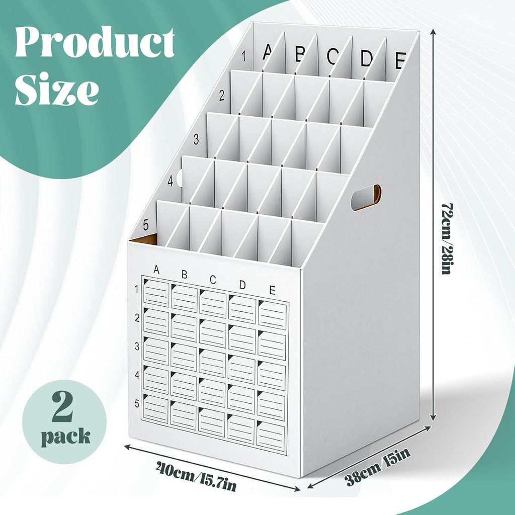 Menkxi Vertical Blueprint Storage Organizer - 2 Pack 25 Slot Roll File Holder | Corrugated Cardboard with Labeling Grid